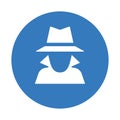 Anonymous, hidden, incognito icon. Blue color design