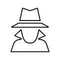 Anonymous, hidden, incognito outline icon. Line art vector