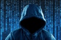 Anonymous hooded computer hacker portrait Royalty Free Stock Photo