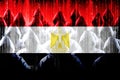 Anonymous hooded hackers, flag of Egypt, binary code - cyber attack concept Royalty Free Stock Photo