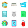 Anonymous icons set, cartoon style