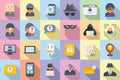 Anonymous icons set flat vector. Human hidden