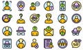 Anonymous icons set line color vector