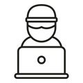 Anonymous laptop user icon outline vector. Mark person