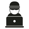 Anonymous laptop user icon simple vector. Mark person