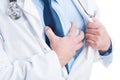 Anonymous male doctor or medic suffering a heart attack concept Royalty Free Stock Photo