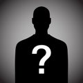 Anonymous man black silhouette with question mark. Incognito male person vector illustration Royalty Free Stock Photo