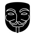 Anonymous - mask carnival - hacker icon, vector illustration, black sign on isolated background