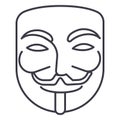 Anonymous,mask carnival,hacker vector line icon, sign, illustration on background, editable strokes Royalty Free Stock Photo