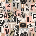 Anonymous message alphabet. Cut out ransom kidnapper letters seamless pattern Royalty Free Stock Photo