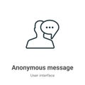 Anonymous message outline vector icon. Thin line black anonymous message icon, flat vector simple element illustration from