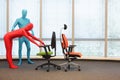 Anonymous people posture training at chairs Royalty Free Stock Photo