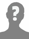 Anonymous person grey silhouette with a question mark on white background Royalty Free Stock Photo