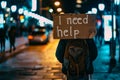 Anonymous Request for Help in the City Night. Generative ai