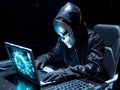 Anonymous robot hacker. Concept of hacking cybersecurity, cybercrime, cyberattack, dark web, etc