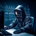 Anonymous robot hacker. Concept of hacking cybersecurity, cybercrime, cyberattack, dark web, etc