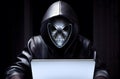 Anonymous robot hacker. Concept of hacking cybersecurity, cybercrime, cyberattack, dark web, etc