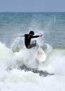 Anonymous surfer fights stormy Mediterranean sea