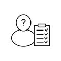 Anonymous survey line icon on white background