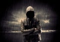 Anonymous terrorist in hoodie at night Royalty Free Stock Photo