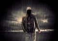 Anonymous terrorist in hoodie at night Royalty Free Stock Photo