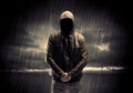 Anonymous terrorist in hoodie at night Royalty Free Stock Photo