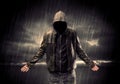 Anonymous terrorist in hoodie at night Royalty Free Stock Photo