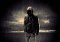 Anonymous terrorist in hoodie at night Royalty Free Stock Photo