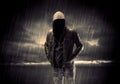 Anonymous terrorist in hoodie at night Royalty Free Stock Photo