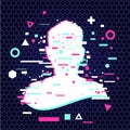 Anonymous vector icon. Incognito sign. Privacy concept. Human head with glitch face. Personal data security illustration