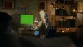 Anonymous woman typing chromakey computer closeup. Business lady finishing task Royalty Free Stock Photo