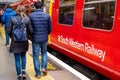 Anonymous Women And Men Passengers Leaving Or Disembarking A South Western Railway Train Royalty Free Stock Photo