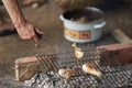 Man making a barbecue Royalty Free Stock Photo