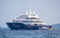 Anonymus luxury mega yacht on open sea Royalty Free Stock Photo