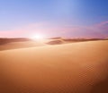 Sahara desert scenic and sun flare