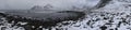Anoramic View of Beautiful Snowy Haukland Utaklev Beach at Lofoten Islands