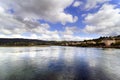 Anoramic view of the Eume bay at low tide with strong current, t