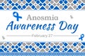 Anosmia Awareness Day wallpaper with colorful blue shapes and typography. February 27 is anosmia awareness day