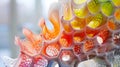 In another closeup a 3D printer is spitting out vibrant intricate pieces that will eventually be assembled into a