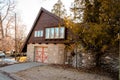 Another fine example of an Earl Young Mushroom House in Charlevoix Michigan Royalty Free Stock Photo