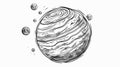 Another hand-drawn outline of the solar system planets, using a monochrome design to emphasize details. Royalty Free Stock Photo