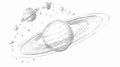 Another hand-drawn outline of the solar system planets, using a monochrome design to emphasize details. Royalty Free Stock Photo