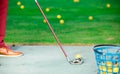 Another one shot of yellow golf ball Royalty Free Stock Photo