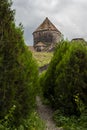 Another view of the belltower and the Church of Sourb Nshan, Armenia Royalty Free Stock Photo