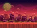 Alien world concept, vector cartoon seamless scene