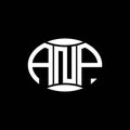ANP abstract monogram circle logo design on black background. ANP Unique creative initials letter logo Royalty Free Stock Photo