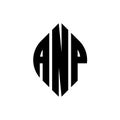 ANP circle letter logo design with circle and ellipse shape. ANP ellipse letters with typographic style. The three initials form a Royalty Free Stock Photo
