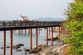 Daebu Haesolgil Gubongdo island, Seaside wooden deck road and Sunset observatory in Ansan, Korea Royalty Free Stock Photo