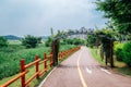 Ansan Reed Marsh Park and apartment buildings in Ansan, Korea