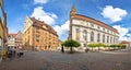 Ansbach. Old town of Ansbach historic street and church panoramic view